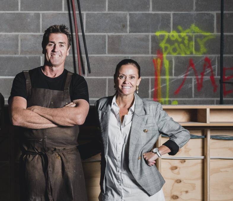 Carl and Brooke Jensen, Jensens Group co-owners, on site as work on their restaurant extension gets underway. Picture: Supplied