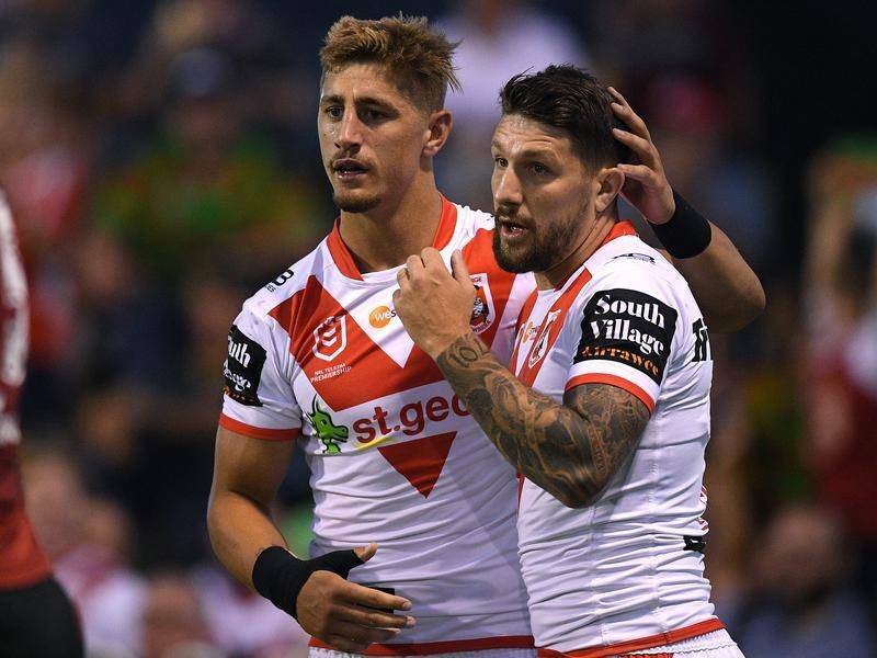 Zac Lomax (left) is off-contract at the Dragons at the end of the 2020 season and is free to being negotiations with rival clubs as of November 1. 