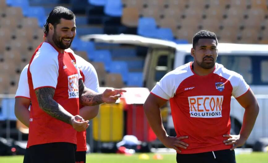 Game on: Andrew Fifita (left) will face his former Kangaroos teammates for the first time on Saturday. Picture: NRL Photos