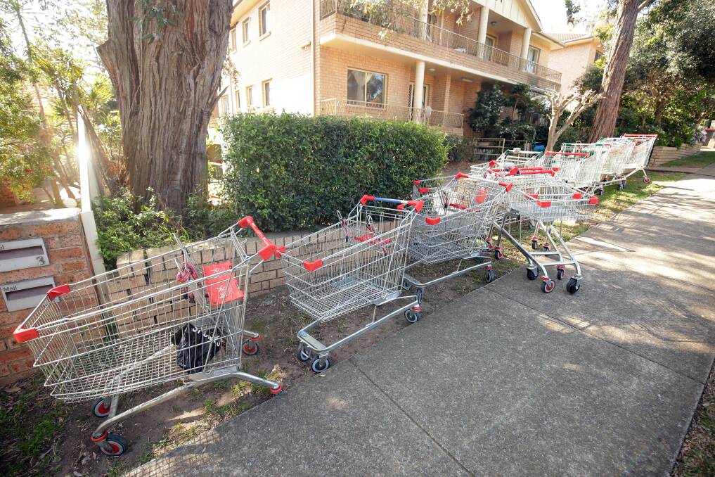 Eye-sore and safety risk: Abandoned shopping trolleys in Maher Street, Hurstville last week. Picture: Chris Lane