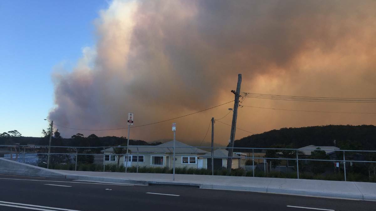 A bushfire burns in Milton near Ulladulla on the NSW South Coast on Wednesday. Pictures: Milton Ulladulla Times