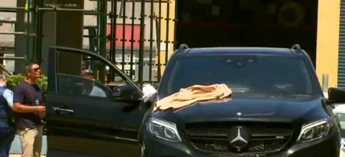 The car in which a man was shot in the face at Rockdale this afternoon. Picture: 9News