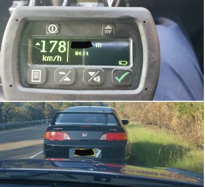 A P-plater lost his licence and had his number plates removed on the spot after he was allegedly caught driving almost 100km/h over the limit. Picture: Facebook