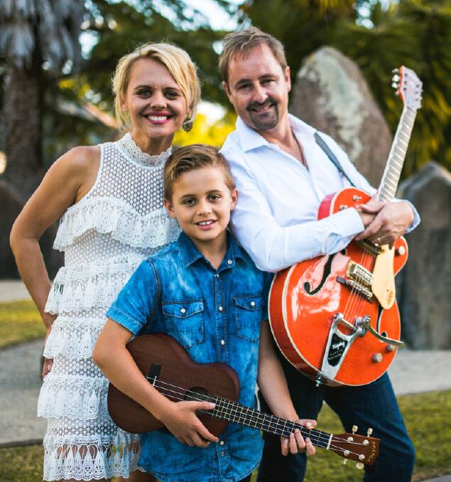 Country musicians Stuie French and Camille Te Nahu from Kareela with their son Sonny