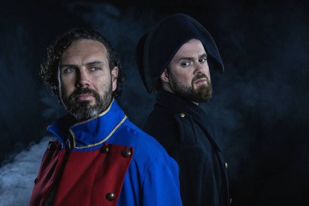 Andrew Symes (John Val John) and James Gander (Javert) star in the Miranda Musical Society's new production of Les Miserables. Picture: Supplied