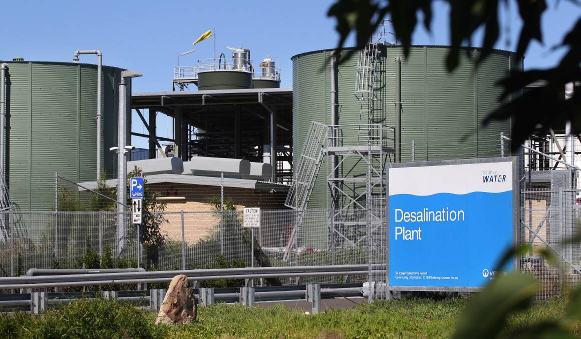 The desalination plant at Kurnell is producing 250 million litres of water daily to compensate for steadily falling dam storage.