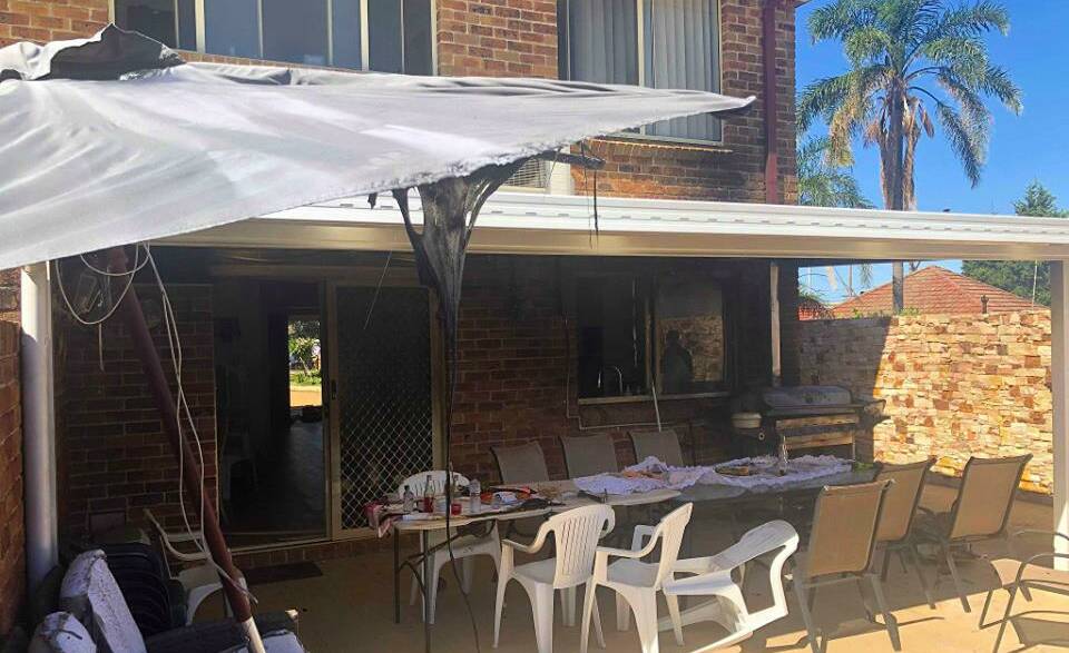 A family was gathering for a New Year's Day lunch when a BBQ gas cylinder leak created a dangerous fire ball.  Picture: Hurstville Fire and Rescue, Facebook