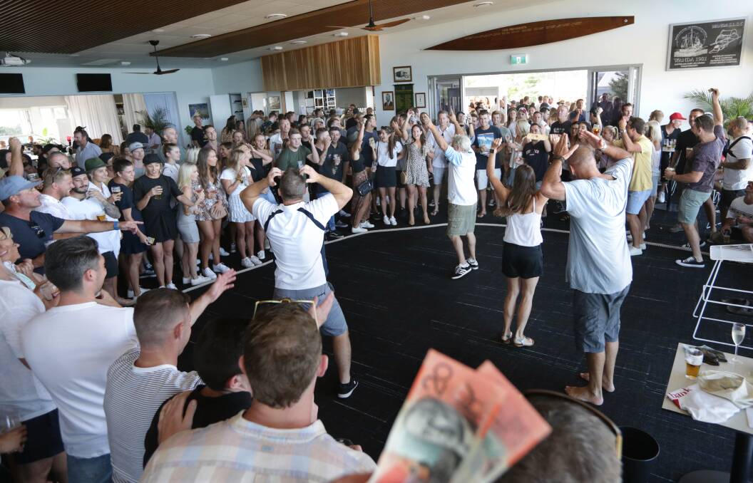 Two-up being play at the Wanda Surf Club today, Anzac Day. Pictures: John Veage 