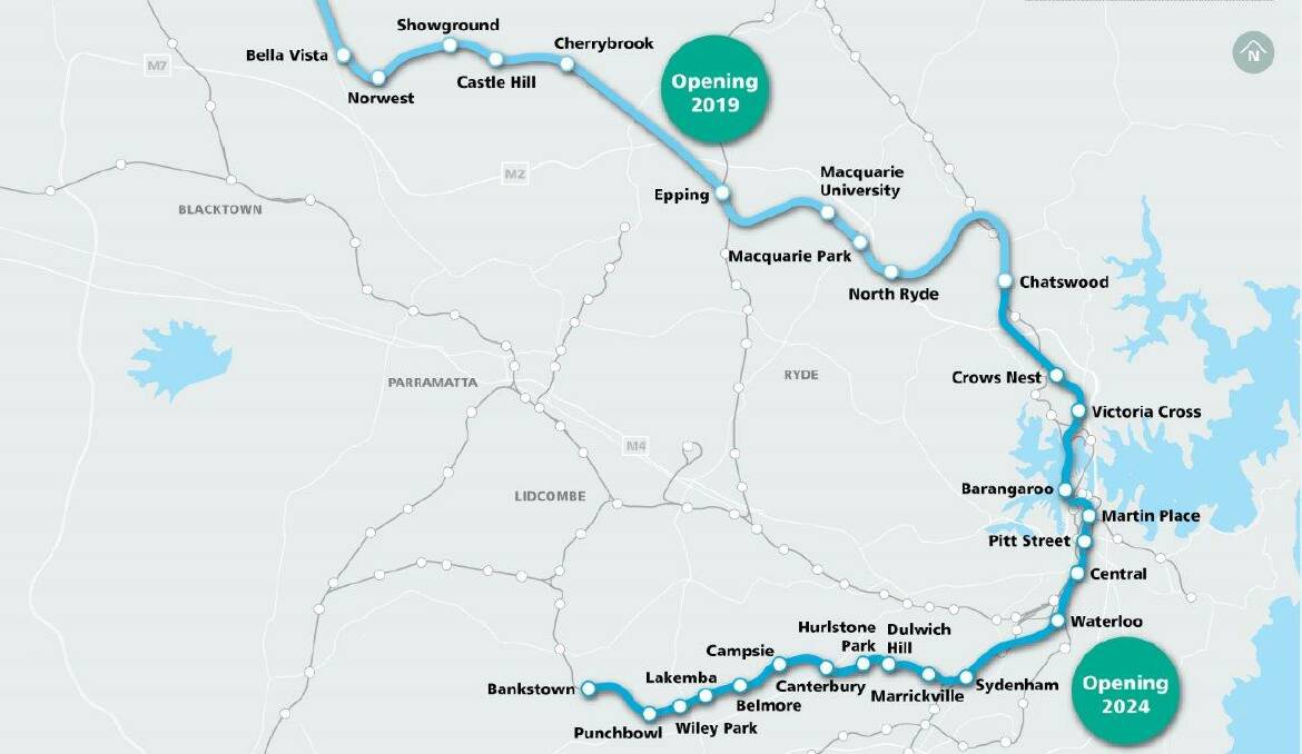 Illawarra metro more urgent: The proposed Sydney Mertro alignment. Picture: NSW Government