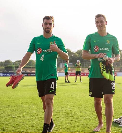 Aalex Gersbach (right) and Ben Garuccio at the nine-day Socceroos camp in Turkey.