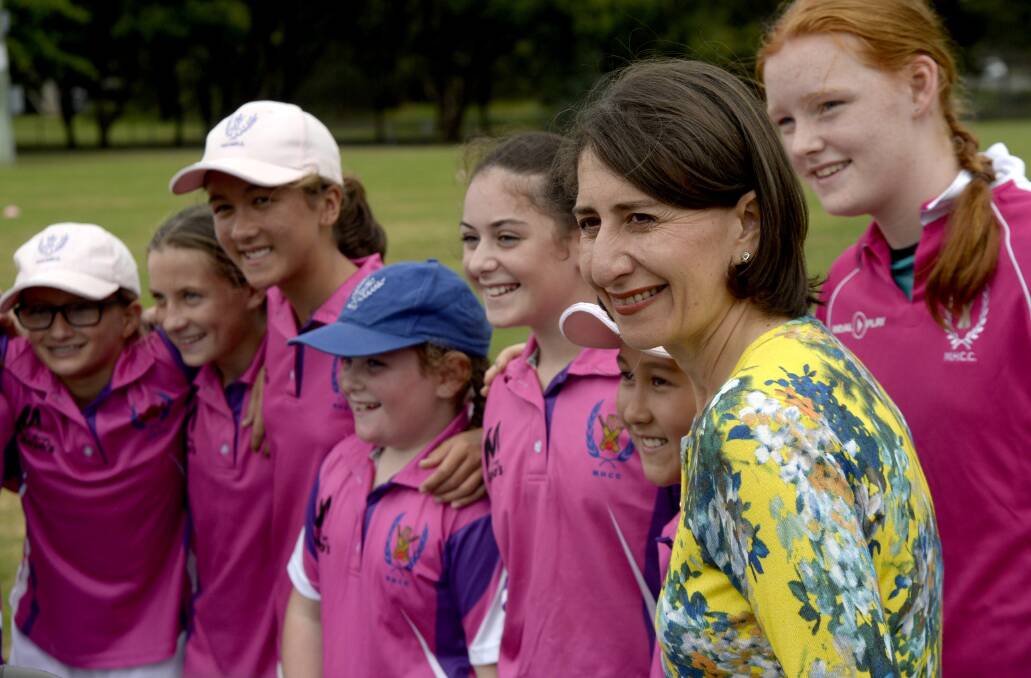 Premier Gladys Berejiklian at Beverley Hills last February which she outlined the success of the Active Kids vouchers. Picture: Jeremy Piper, AAP