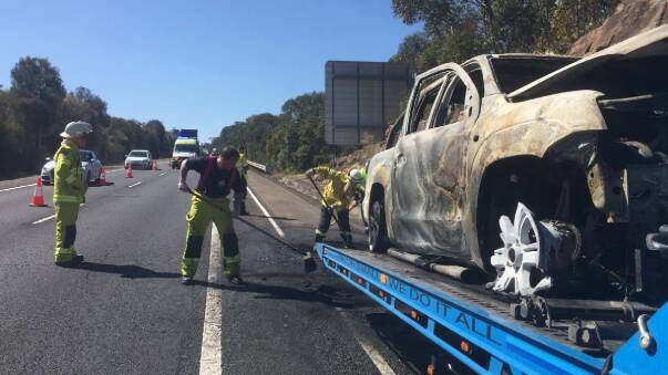 Traffic was heavy on the M1 Princes Motorway on Wednesday after a ute fire. Picture: Robert Peet