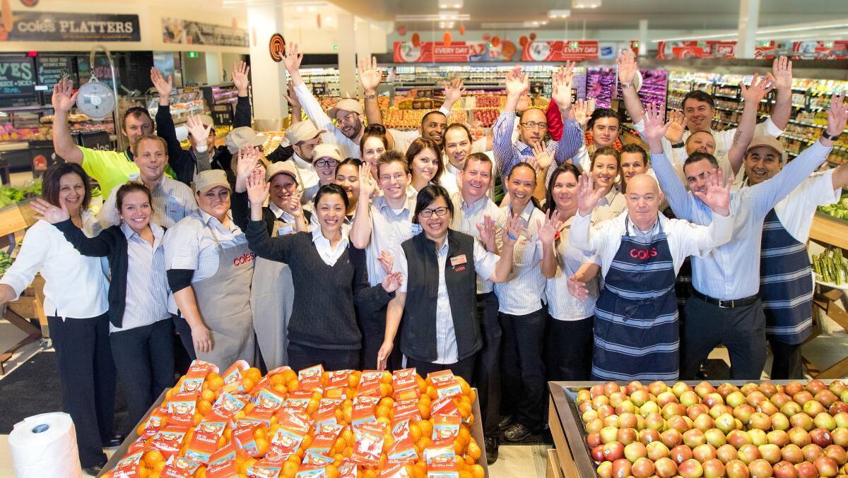 Now open: The team at the official opening of Coles' new store at Sutherland.