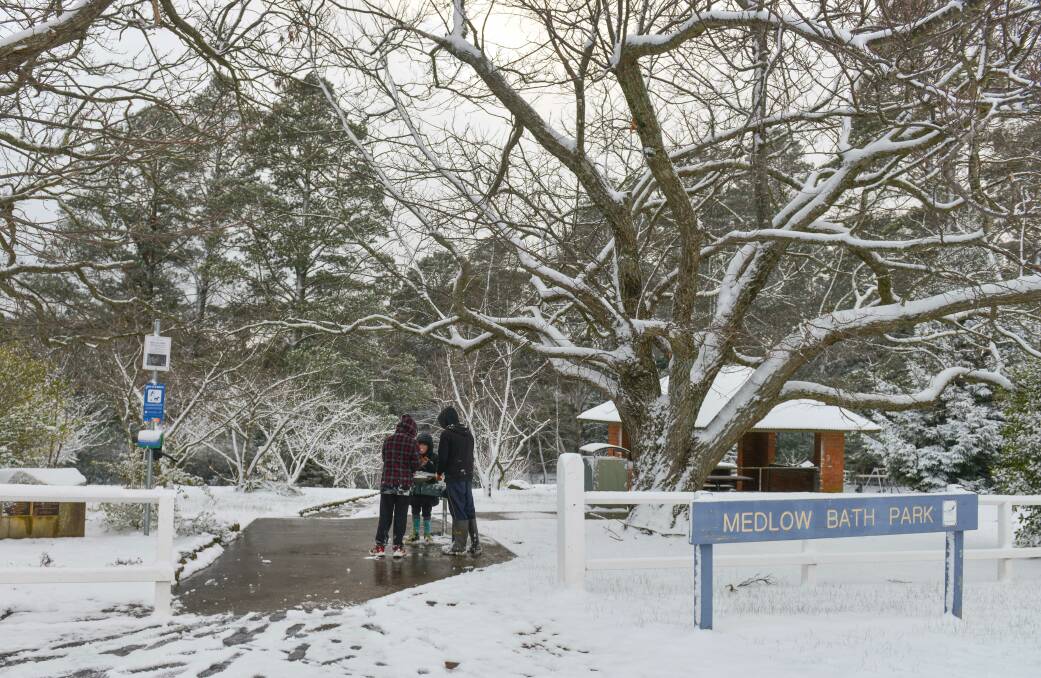 Snow at Medlow Bath in the Blue Mountains last week. Pictre: Brigitte Grant Photography