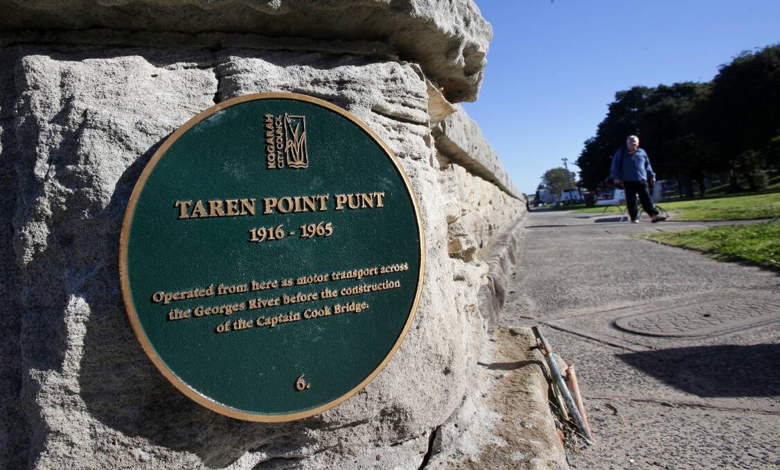 Significant site: A plaque marks the spot of the former Taren Point Punt. Picture: John Veage
