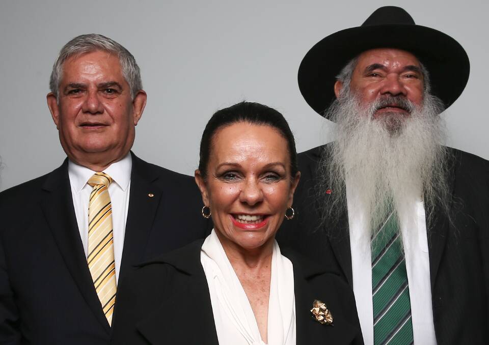 United purpose. Labor MP for Barton,Linda Burney, with Liberal MP Ken Wyatt (left) and Labor Senator Pat Dodson. Picture: Alex Ellinghausen