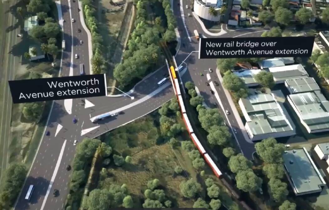 The new freight rail bridge over the Wentworth Avenue extension has now been completed.