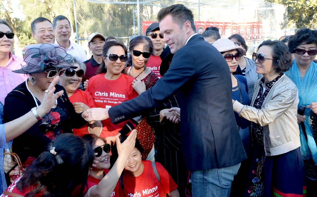 Kogarah MP Chris Minns held a rally in Earlwood on May 25 when he launched his bid to become the next NSW Labor Party leader. Picture: Jeremy Piper, AAP