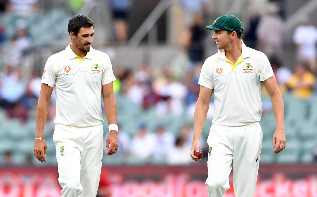 Josh Hazlewood, right, is tipped to be selected for the second Test, while Mitchell Starc, left, was likely to miss out again. Picture: AAP