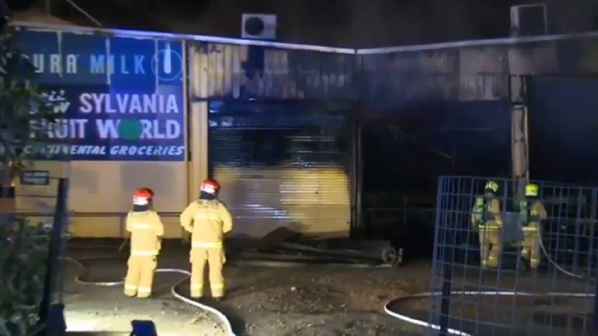 The scene of the fire at Sylvania Fruit World early this morning. Pictures: 7News