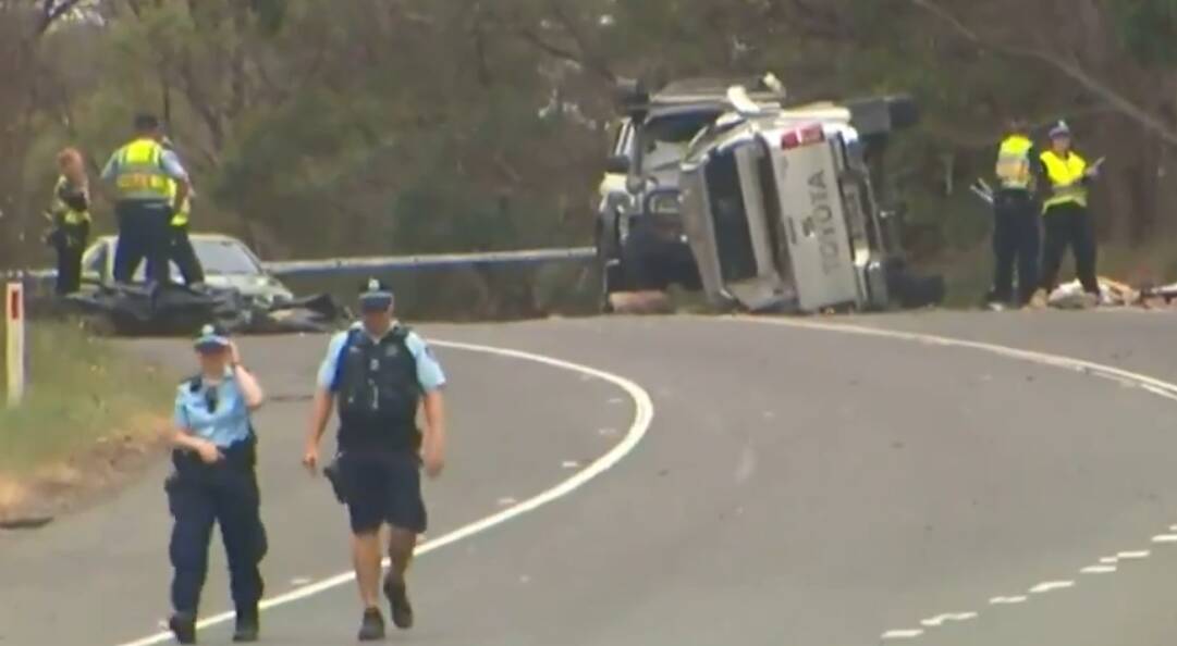 The crash scene at Lucas Heights on Saturday, January 5. Pictures: 9News