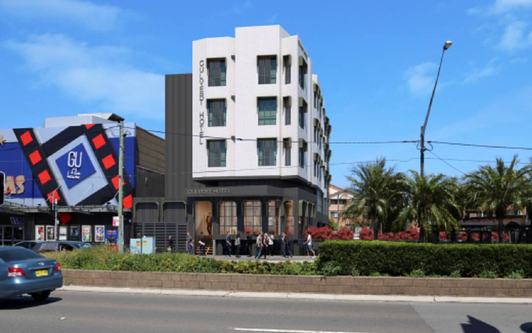Slice of the action: A photo montage of the hotel proposed for the old PIzza Hut site as it would look from King Georges Road.