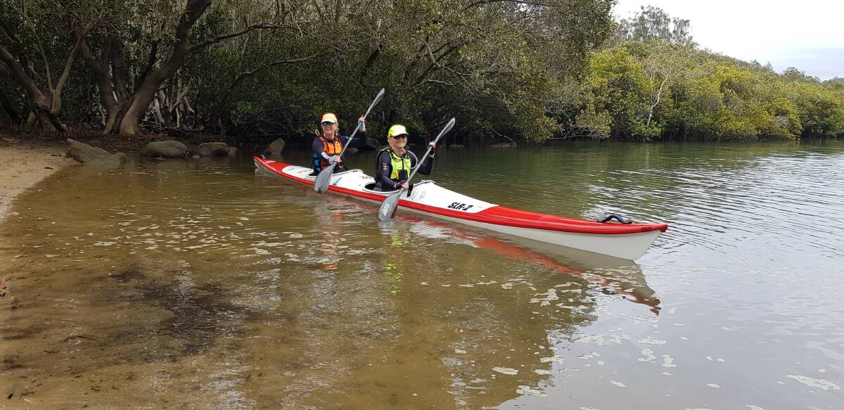 Robyn Bingle (right) and Deb Buchan on the water for another training run. Picture: Supplied