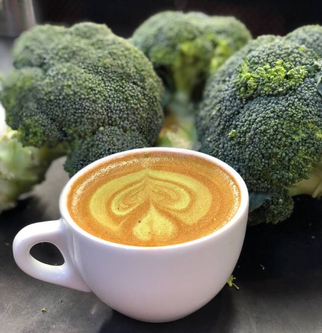 Super food: a cafe in the Melbourne suburb of Mornington has been experimenting with mixing broccoli powder into espressos, lattes and flat whites, and sprinkling it on top.