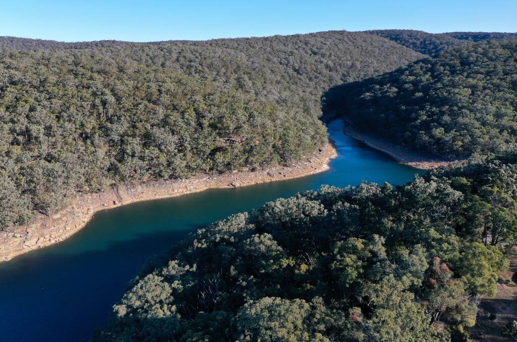 Avon Dam in the Woronora catchment area is sitting at just below 50 per cent full. Picture: Janie Barrett 