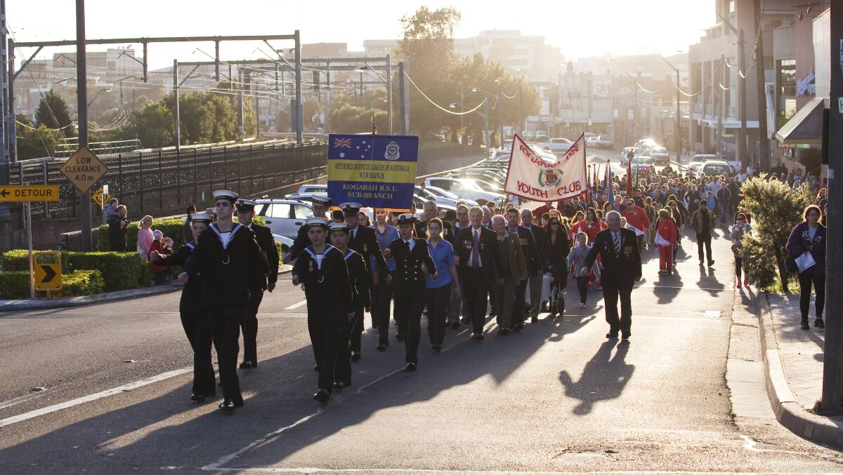Tradition to continue: last year's march from the Kogarah RSL to the cenotaph in Kogarah Park on Jubilee Avenue.