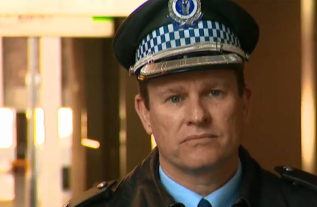Commander St George Police Station, Superintendent Julian Griffiths, speaks to the media outside Kogarah station about last night's carjacking in Kogarah. Picture: 7News