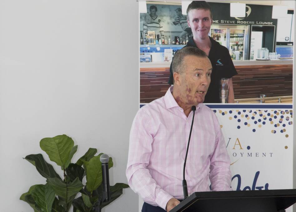 Jim Merrigan, managing director of MGL Logistics at Caringbah, speaks at the launch of Nova's 100 Jobs in 100 Days shire campaign last week.