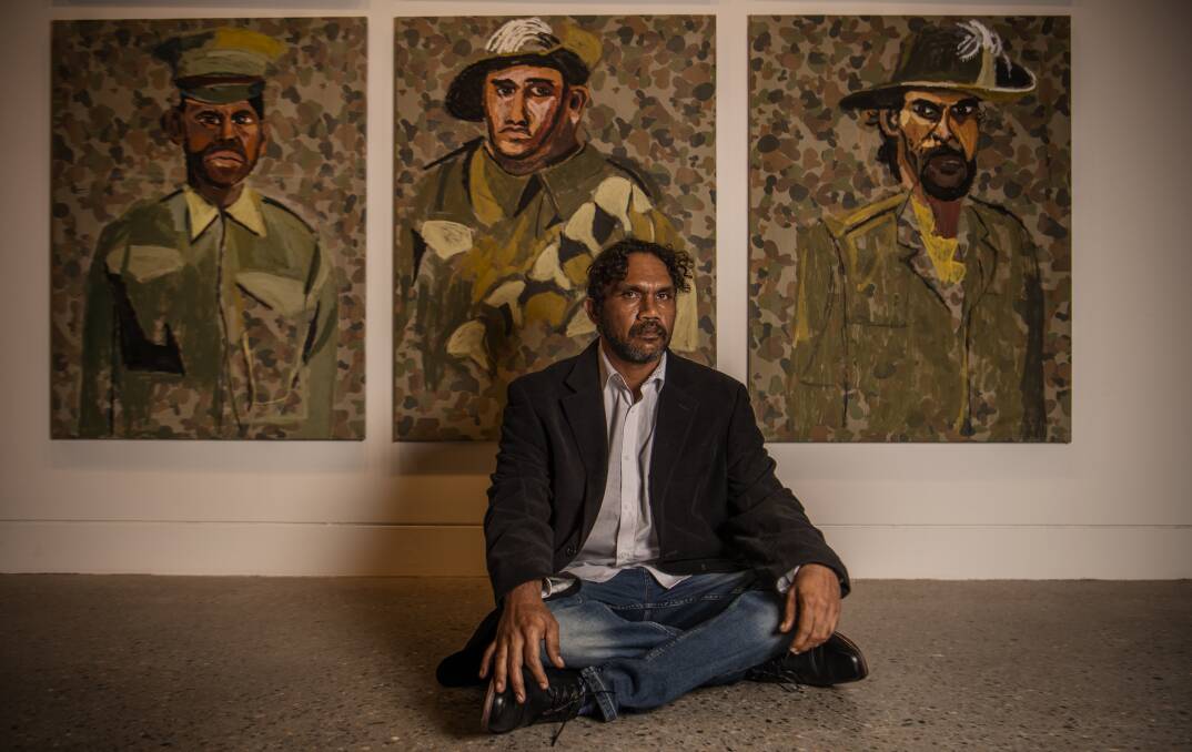 Vincent Namatjira: "My weapon is a paintbrush". Picture: Louise Kennerley