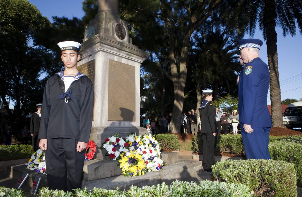 Lest we forget: naval cadets formed a guard of honour as wreaths were laid at the Kogarah cenotaph at last year's service.