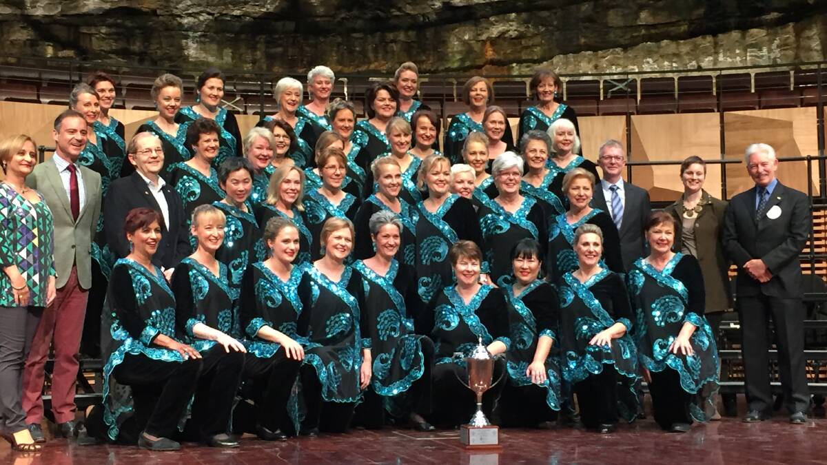 Winners presentation: Endeavour Harmony Chorus are crowned Australian Choral Grand Prix champions. Photo: Robin Weckert