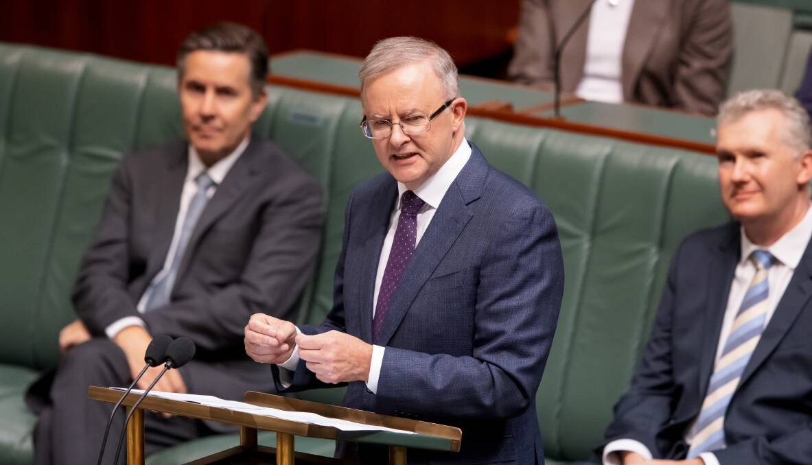 Opposition leader Anthony Albanese delivers his reply to the federal budget. Picture: Sitthixay Ditthavong