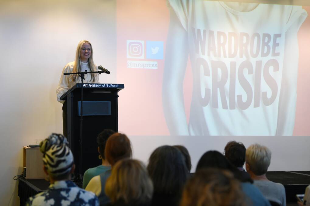 Clare Press presents at the launch of the Ballarat Ethical Fashion Festival. Picture: Kate Healy 
