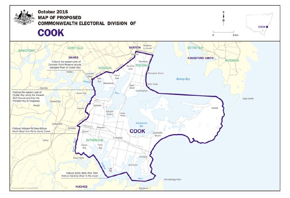 All change: The proposed new Cook electorate boundary.