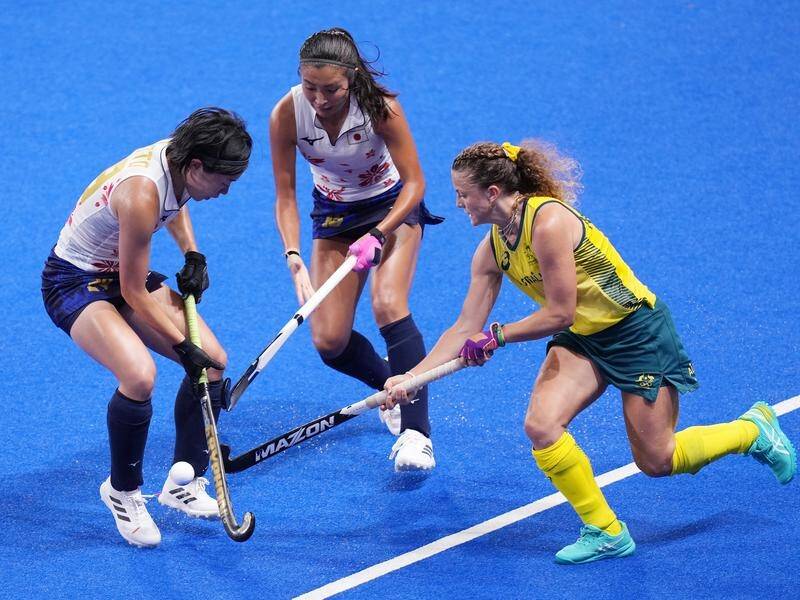 The Hockeyroos have battled to a tough 1-0 win over Olympic hosts Japan.