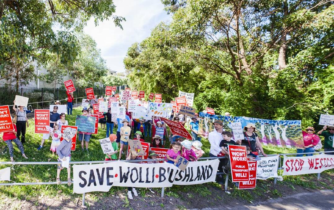 WestConnex, butt out: protesters at Wolli Creek