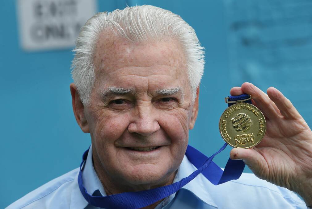 One to remember: Heathcote man Bill McIlveen was awarded the George Churchward Medal by Football NSW. Picture: John Veage