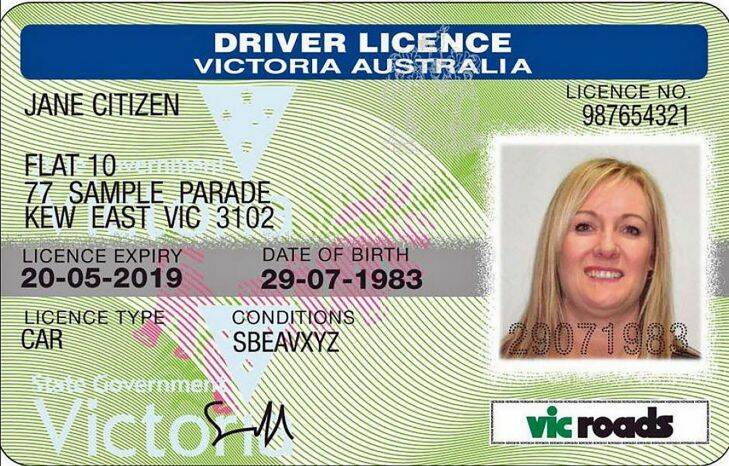 Victorian drivers license. Image from VicRoads.