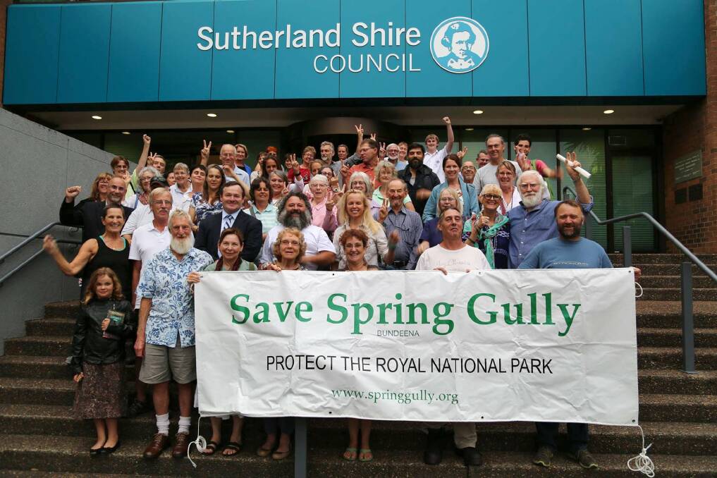 Land concerns: Bundeena residents outside Sutherland Shire Council chambers this week are happy the council has recommended the former night soil depot and adjacent land be transferred to the Royal National Park.
