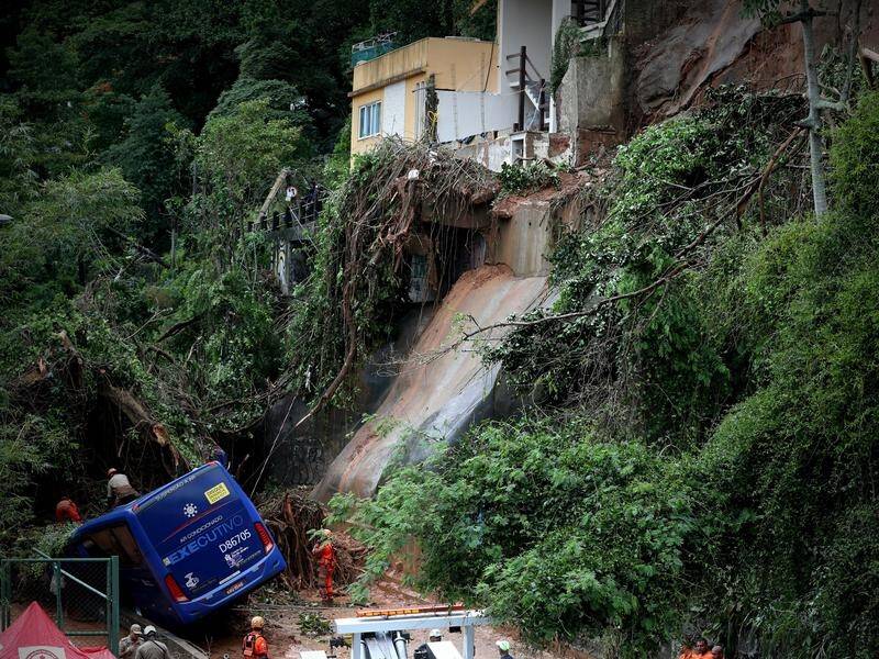 Torrential rain and strong winds of up to 110km/h have wreaked havoc in the city of Rio de Janeiro.