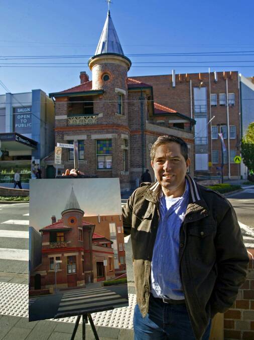 You are here: Artist Kevin McKay finds his inspiration in the familiar features of the everyday landscape in main street Kogarah. Picture: Steven Menteith
