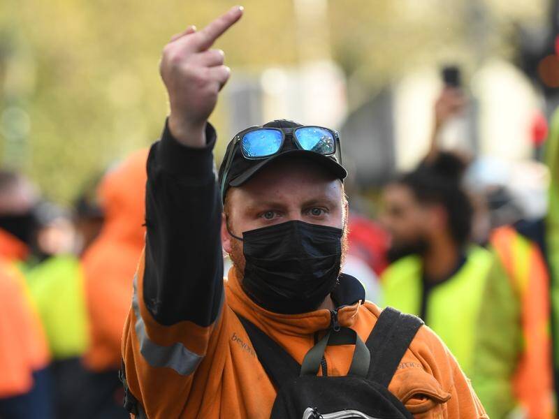 "Man-baby Nazis" are being blamed for a violent protest at the CFMEU in Melbourne on Monday.