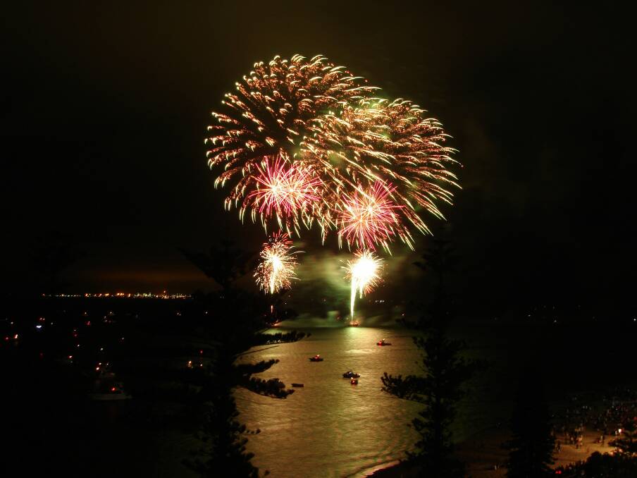 The New Years Eve fireworks on Botany Bay organised by Rockdale Council. Picture: Peter Olsen