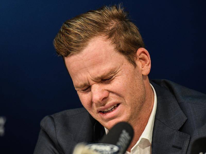Australian skipper Steve Smith breaks down at a press conference after the ball-tampering debacle.