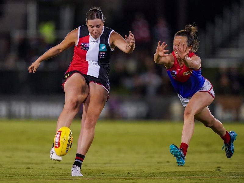Caitlin Greiser kicks another goal on her way to becoming an All-Australian.