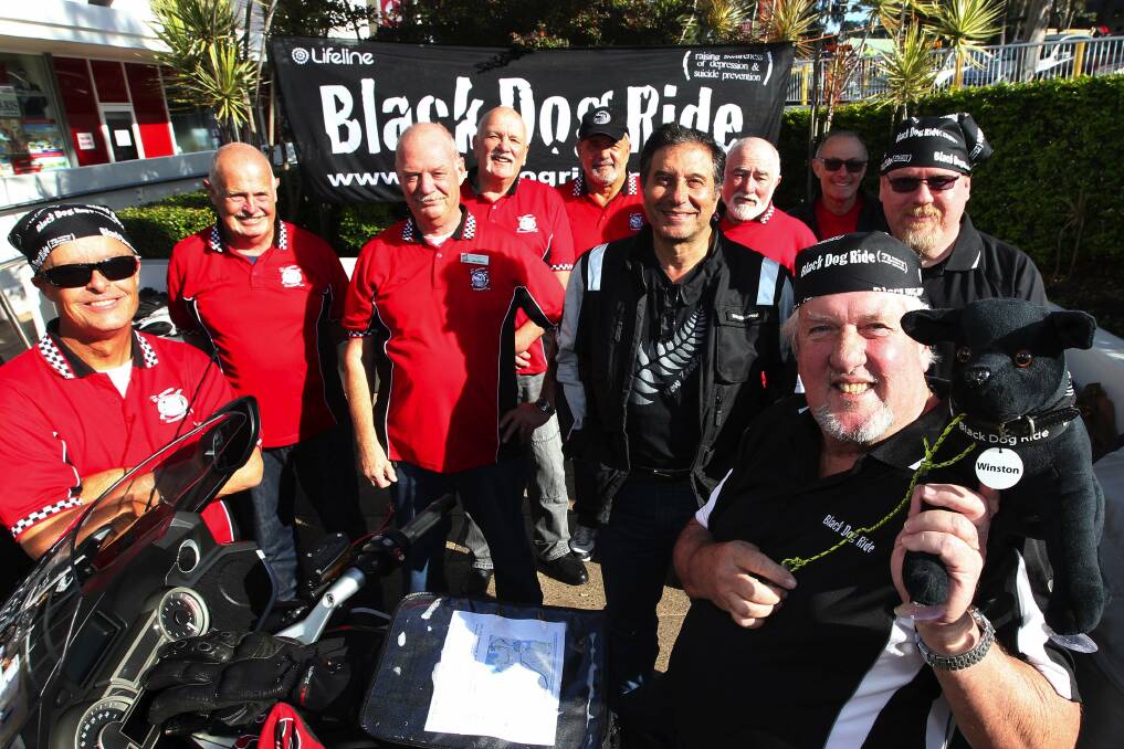 Bikes, bandanas: Peter Monk on his bike is all is set for the Black Dog Ride. Picture: John Veage